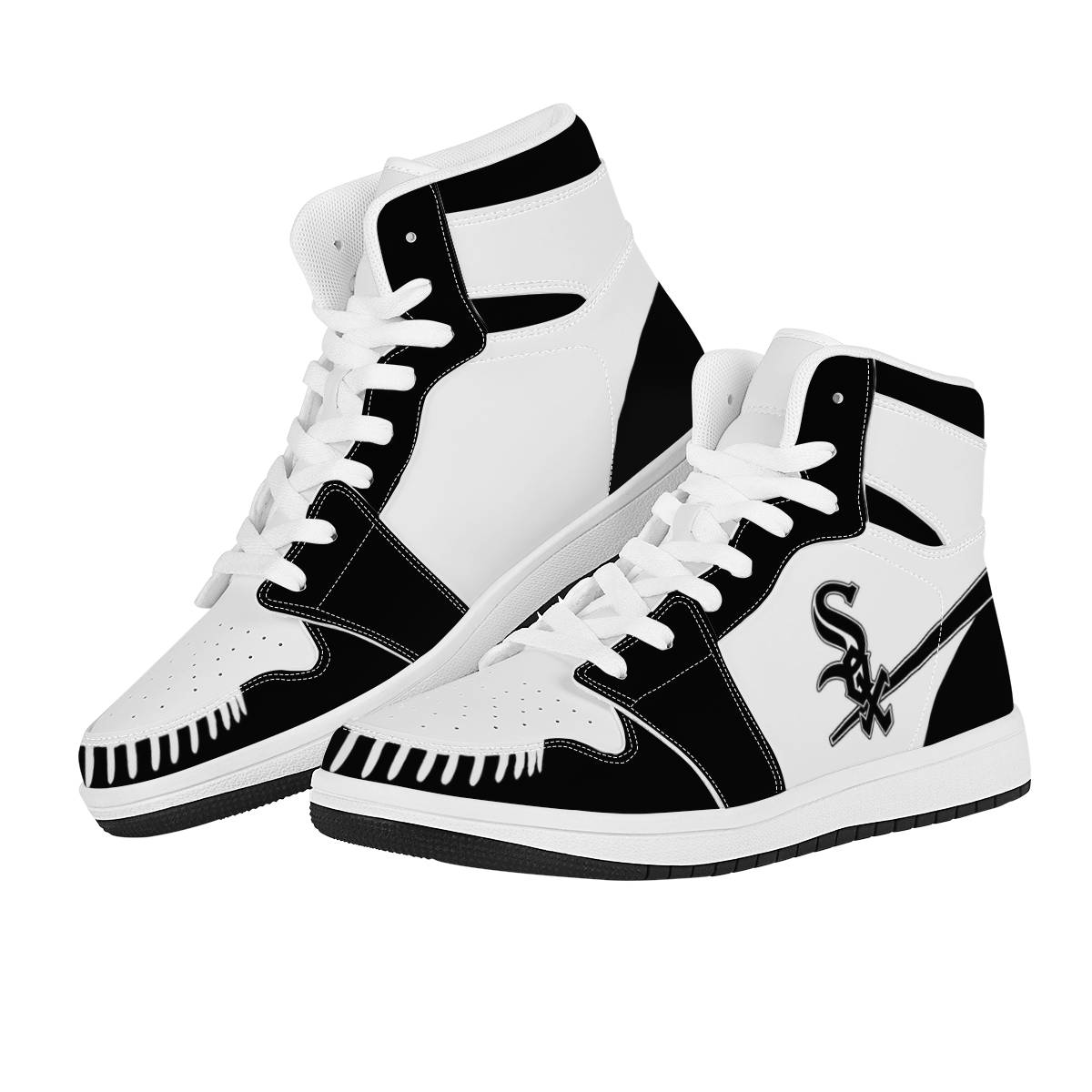 Women's Chicago White Sox High Top Leather AJ1 Sneakers 001